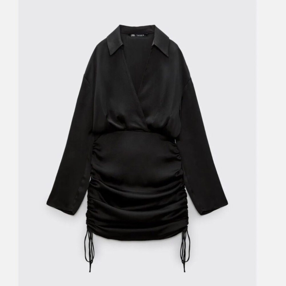 Zara Ruched Satin Effect Dress
